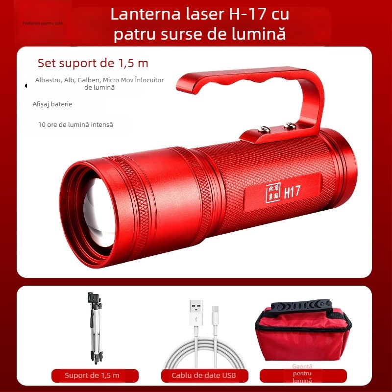 Lanternă de exterior pentru pescuit noaptea H17 cu patru LED-uri, rotire la 360°, 12.000 mAh, 20W, LED (12.000 mAh, 20W, rază 200–500 m)