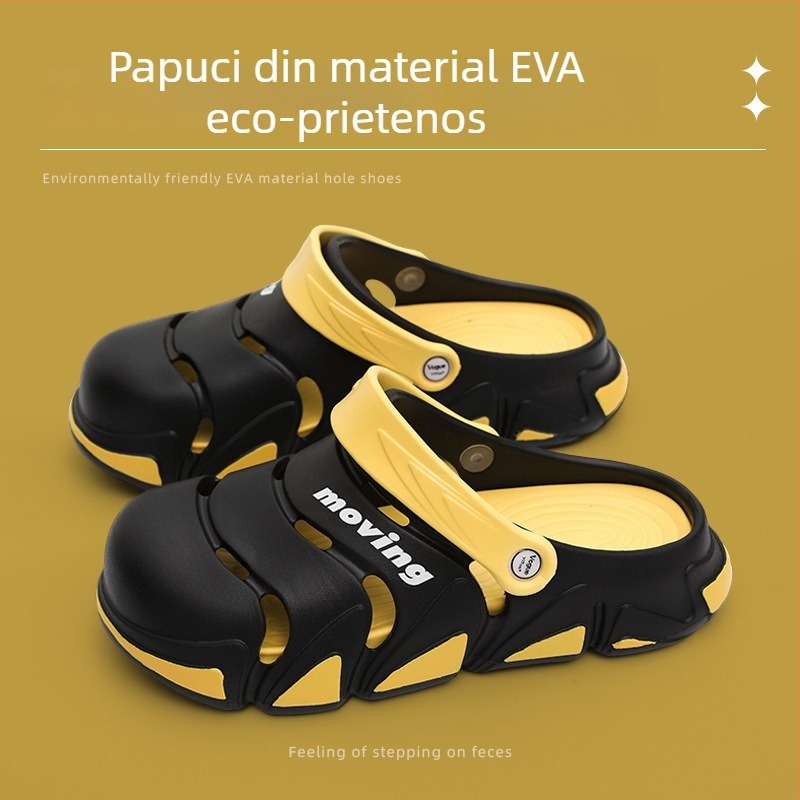Sandale pentru bărbați din EVA, cu EVA exterior și talpă, vârf rotund, respirabile și anti-derapare, înălțime călcâi 3–4 cm, pentru toate sezoanele