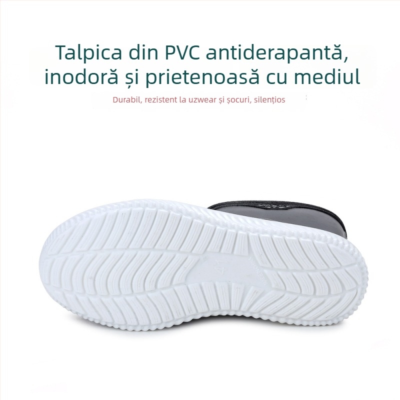 Cizme de ploaie pentru bărbați, până la mijlocul gambei, căptușite cu fleece pentru căldură, impermeabile și antiderapante, PVC pe partea superioară