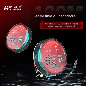 Set de linie glisantă cu plută gata de utilizare, linie pentru aruncări lungi, linie principală din nylon 100 m pentru rezervor