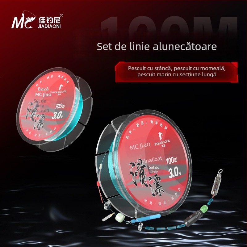 Set de linie glisantă cu plută gata de utilizare, linie pentru aruncări lungi, linie principală din nylon 100 m pentru rezervor