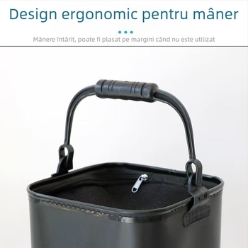 Galeată de pescuit cu mâner pentru exterior - impermeabilă, îngroșată, cu plasă și fermoar (Material: EVA)