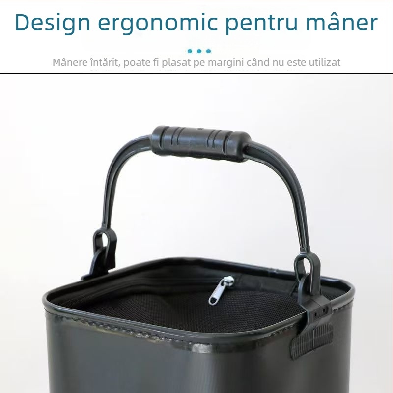 Galeată de pescuit cu mâner pentru exterior - impermeabilă, îngroșată, cu plasă și fermoar (Material: EVA)