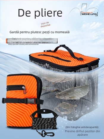 Luya 7 Geantă pliabilă din plasă de pescuit, capacitate mare, pentru pescuit în larg și pe mal