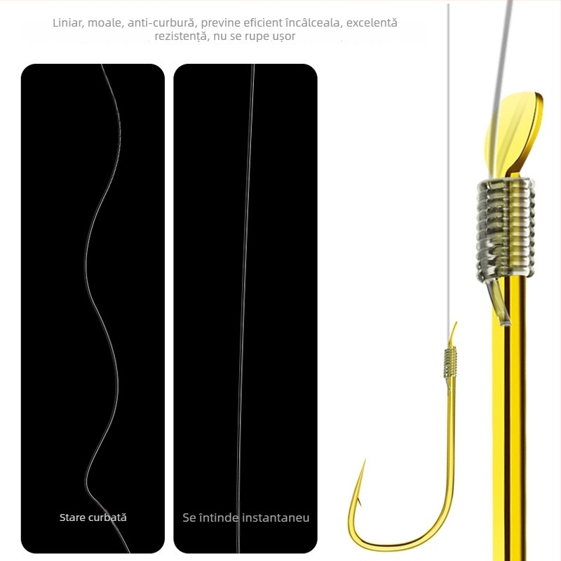 Meiou cârlig de pescuit — cârlig dublu, manșon auriu, cu barbă, gata legat