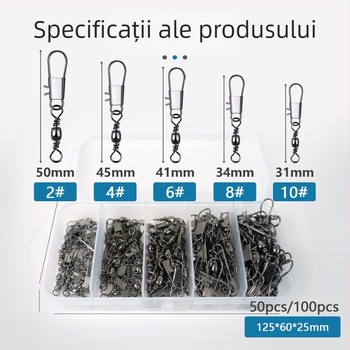 Swing Shark Conector metalic pentru undiță de pescuit cu inel pivotant întărit – pescuit în apă sărată
