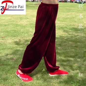 Pantaloni Tai Chi pentru copii, iarnă, din catifea, călduroși, exterior 95% poliester, căptușală 100% poliester, pentru Tai Chi, arte marțiale, alergare