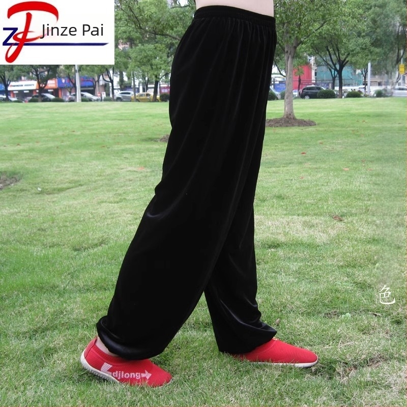 Pantaloni Tai Chi pentru copii, iarnă, din catifea, călduroși, exterior 95% poliester, căptușală 100% poliester, pentru Tai Chi, arte marțiale, alergare