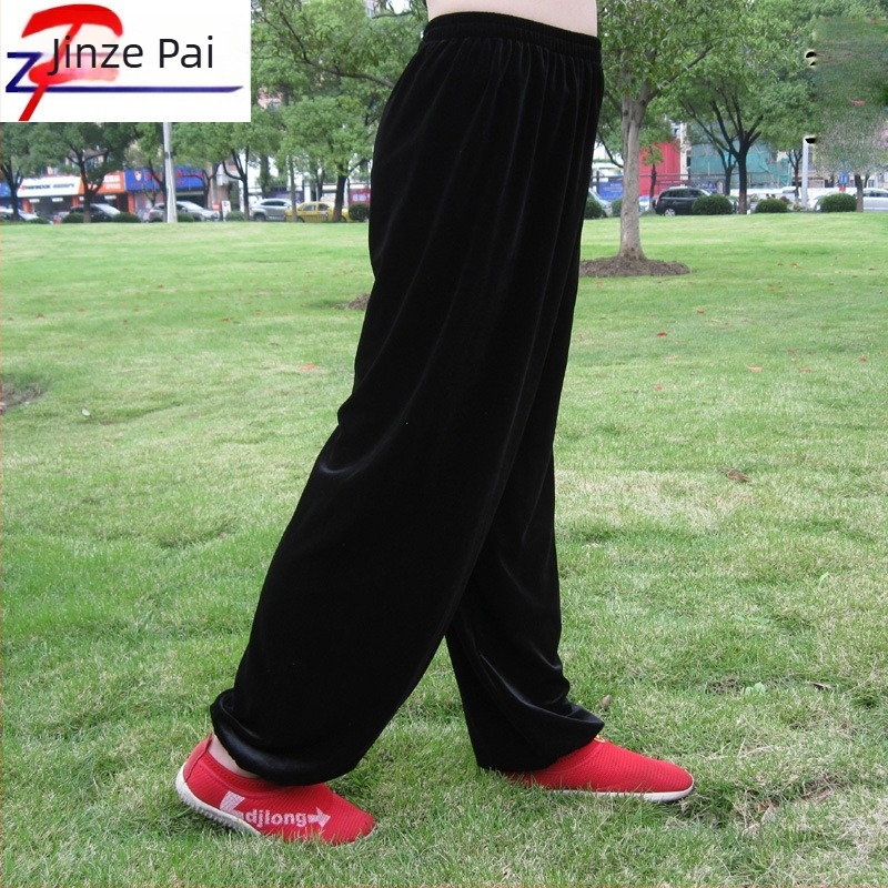 Pantaloni Tai Chi pentru copii, iarnă, din catifea, călduroși, exterior 95% poliester, căptușală 100% poliester, pentru Tai Chi, arte marțiale, alergare