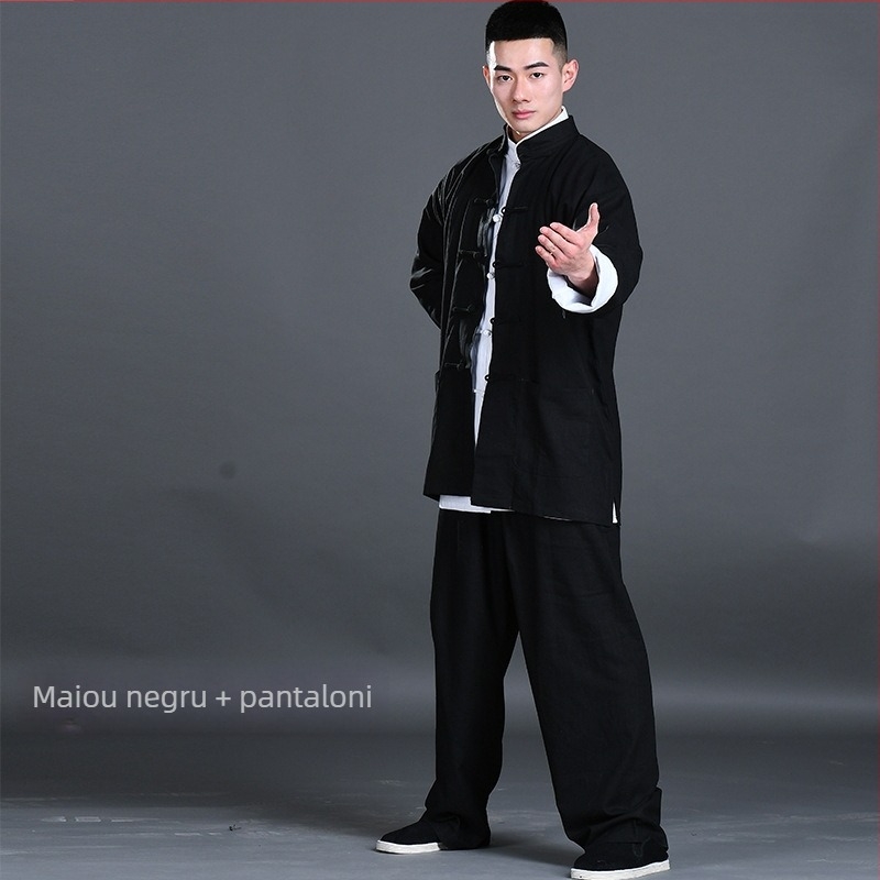 Uniformă din in Tai Chi, mânecă lungă, unisex, îmbrăcăminte pentru arte marțiale