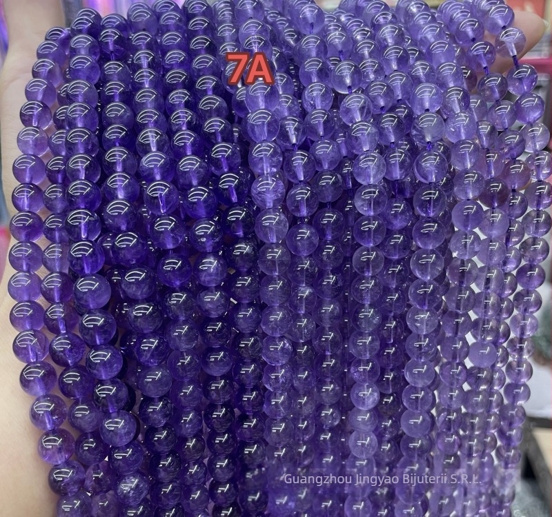 Perle libere din cristal de ametist – lustruite, origine Guangzhou, marcă JY
