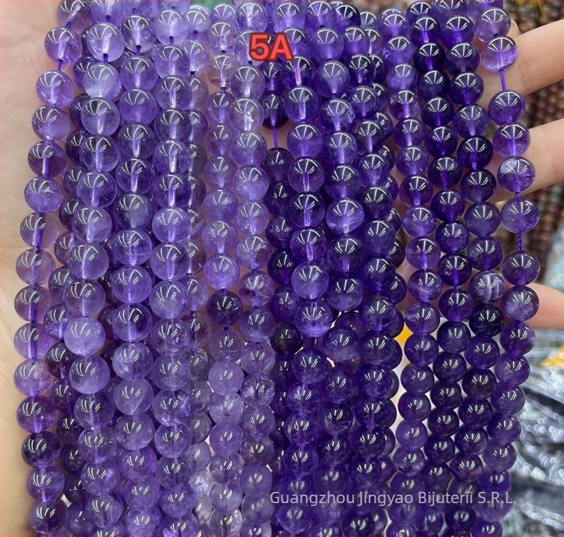 Perle libere din cristal de ametist – lustruite, origine Guangzhou, marcă JY