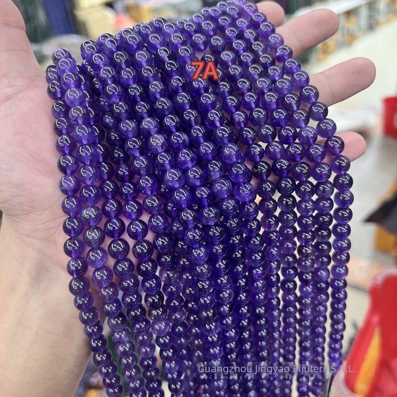 Perle libere din cristal de ametist – lustruite, origine Guangzhou, marcă JY