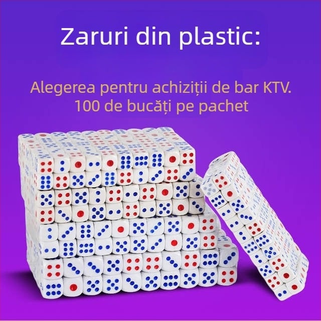 Set de zaruri din melamină cu pahare pentru zaruri, zaruri mari, piese de zaruri și shaker