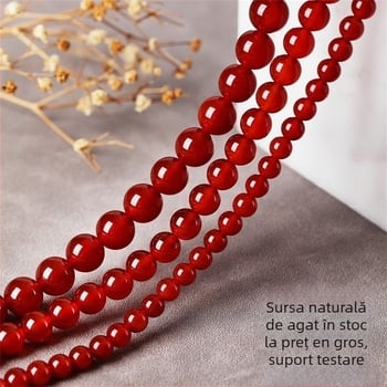 Componente pentru bijuterii DIY – mărgele libere din agat, rotunde, semifinisate, pentru lanțuri lungi
