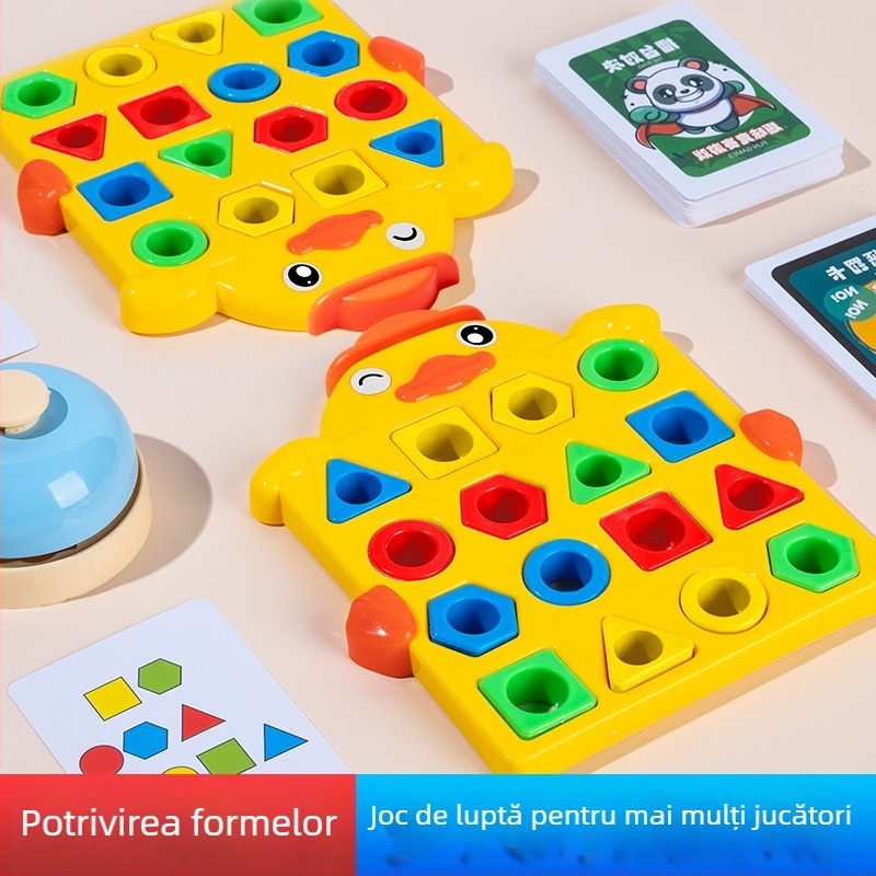 Joc de masă pentru copii 4–6 ani: Potrivirea formelor geometrice, Joc interactiv de familie inspirat de Montessori — Material: plastic; Certificare 3C: 2021152202035961