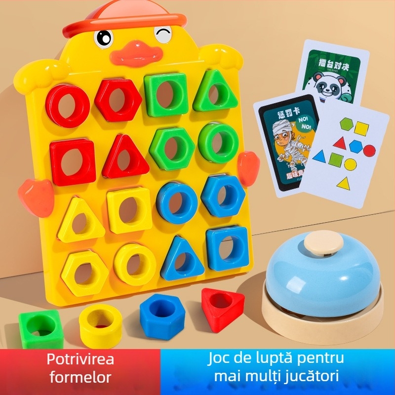 Joc de masă pentru copii 4–6 ani: Potrivirea formelor geometrice, Joc interactiv de familie inspirat de Montessori — Material: plastic; Certificare 3C: 2021152202035961