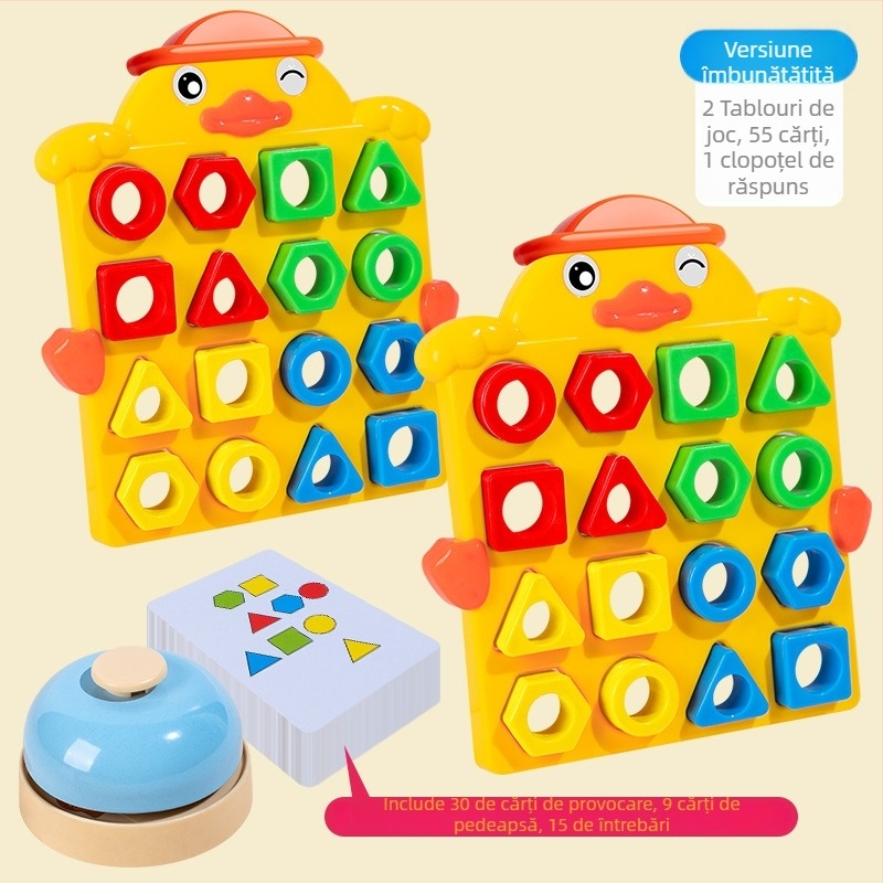 Joc de masă pentru copii 4–6 ani: Potrivirea formelor geometrice, Joc interactiv de familie inspirat de Montessori — Material: plastic; Certificare 3C: 2021152202035961