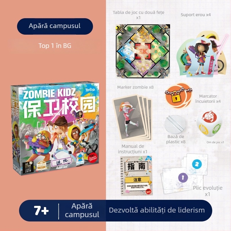 Yaofish Ray Fish Defends Campus – Joc educațional de societate cu cărți pentru copii 4–14 ani, interacțiune părinte-copil