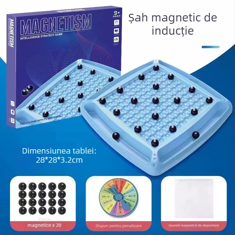 Joc magnetic de șah pentru copii și familie, puzzle relaxant ce dezvoltă gândirea logică, componente magnetice, vârste 4-61+