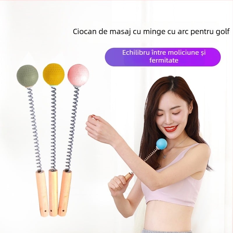 Cioc de masaj portabil, format din silicon, formă de golf-ball, masaj cu arc pentru spate, pentru fitness și relaxare