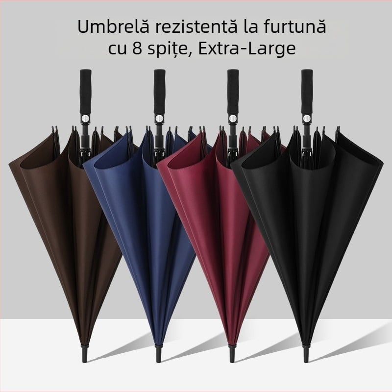 Umbrelă de golf cu 8 brațe din fibră, țesătură 190T rezistentă la impact, mâner EVA, deschidere și închidere automată, posibilitatea imprimării logo-ului