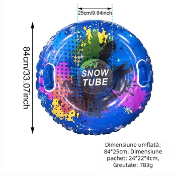 Tubă gonflabilă de zăpadă pentru tineri 7–14 ani, material PVC, utilizare în exterior (camping, petreceri), cu pernă mai groasă