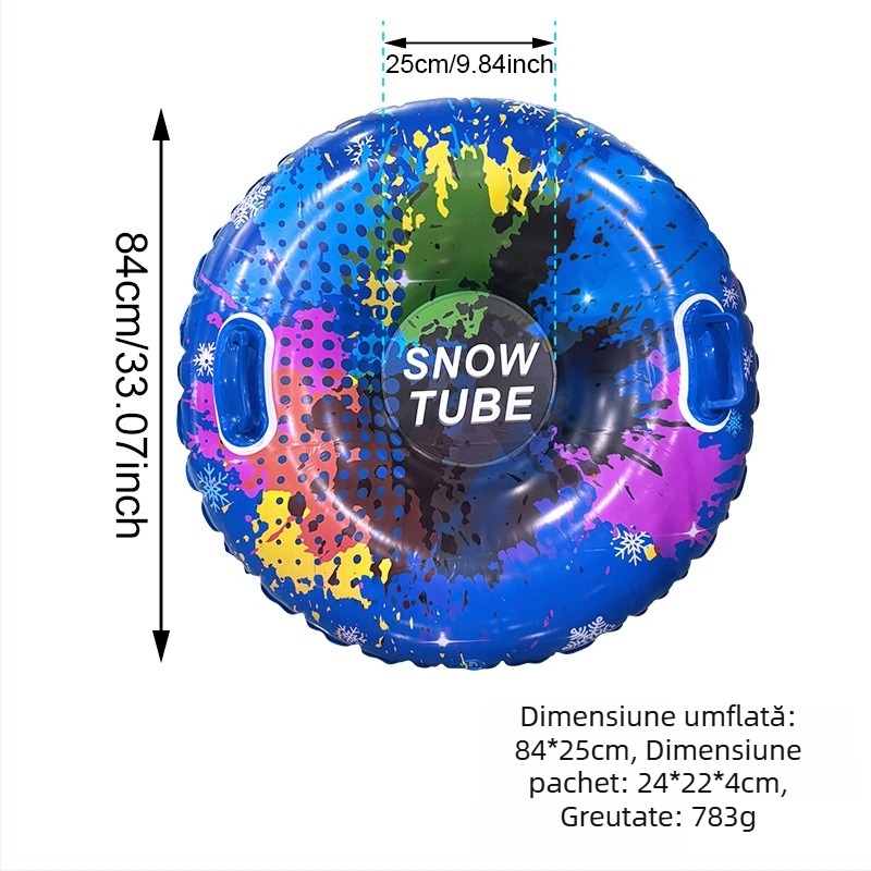 Tubă gonflabilă de zăpadă pentru tineri 7–14 ani, material PVC, utilizare în exterior (camping, petreceri), cu pernă mai groasă