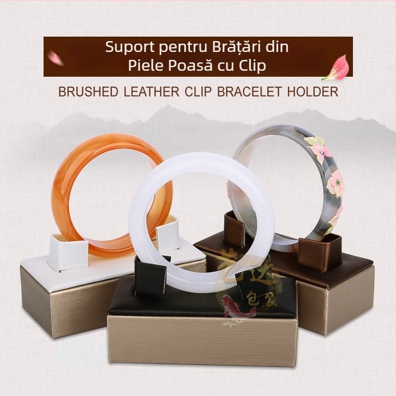 Suport de bijuterii pentru brățări din jad, piele PU, formă U, un etaj, aspect premium