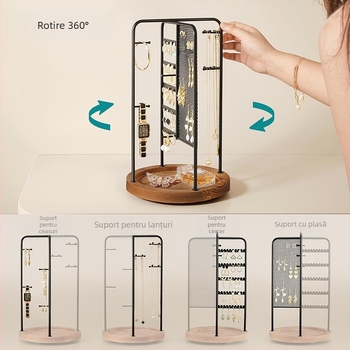 Raft rotativ pentru bijuterii, 5 etaje, de birou, din fier – stil lux discret