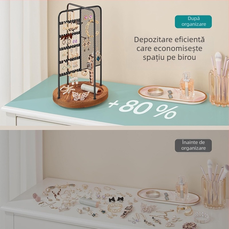 Raft rotativ pentru bijuterii, 5 etaje, de birou, din fier – stil lux discret