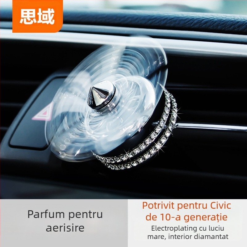 Compatibil cu Civic de a 10-a generație: inel decorativ pentru butonul de climatizare și patch pentru consola centrală; metal; nepersonalizat