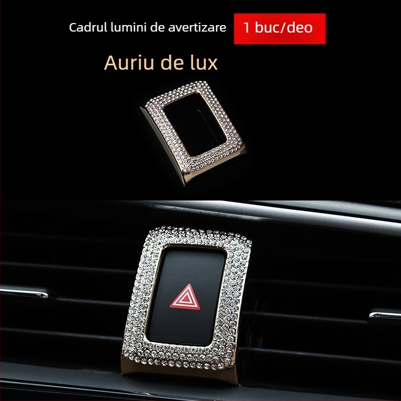 Compatibil cu Civic de a 10-a generație: inel decorativ pentru butonul de climatizare și patch pentru consola centrală; metal; nepersonalizat