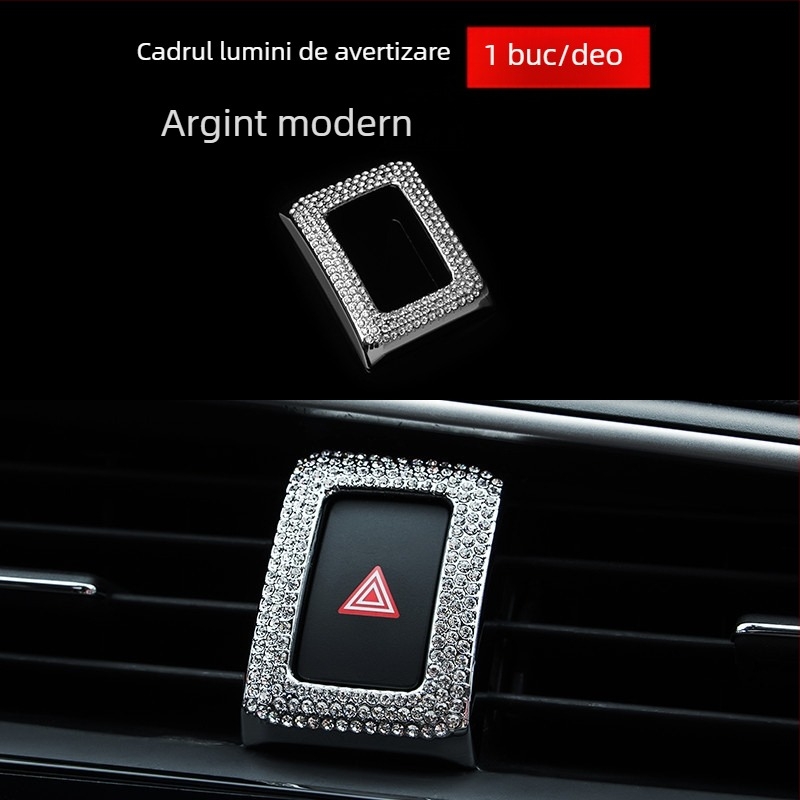 Compatibil cu Civic de a 10-a generație: inel decorativ pentru butonul de climatizare și patch pentru consola centrală; metal; nepersonalizat