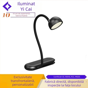 Lampă de birou cu protecție pentru ochi, cu două surse de lumină, portabilă, baterie litiu încorporată, abajur din ABS, pentru studiu și lectură.