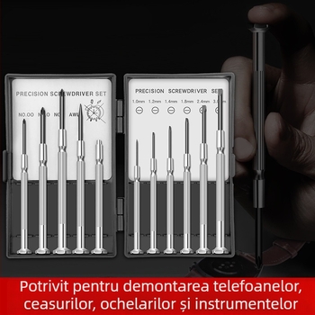 Set de șurubelnițe pentru ceasuri cu vârfuri în cruce și plate, oțel carbon de înaltă duritate, pentru reparații și demontaj ceasuri