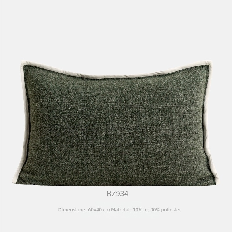 Stil modern Wabi-Sabi: set de lenjerie verde-bej cu pernă pentru talie, pătură și șal de pat pentru marginea patului, pentru camerele de oaspeți și camere-model de hotel