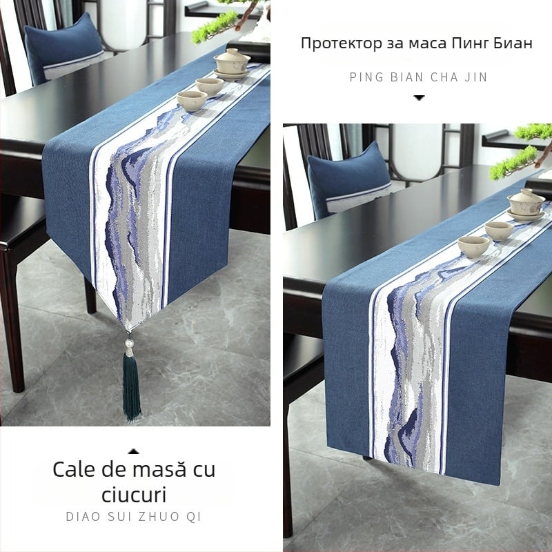 Covor de masă Zen, impermeabil, cu aspect de bumbac-lână imitat, pentru masă de ceai – decor hoteluri și pensiuni