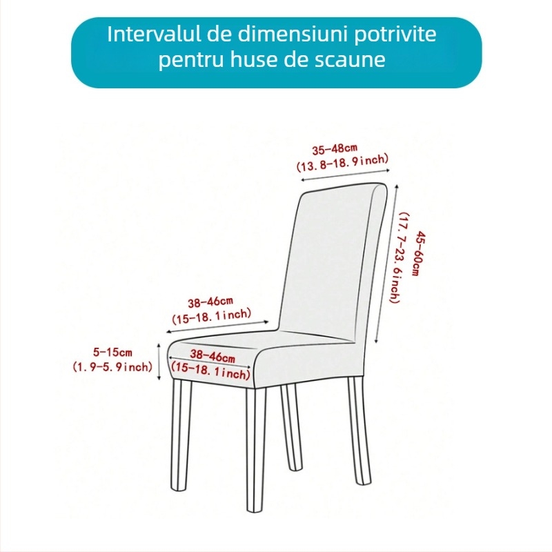 Husa pentru scaun de dining din poliester, formă dreptunghiulară, imprimeu, antipraf, stil modern minimalist
