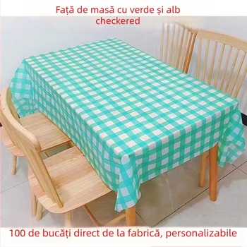 Feță de masă de unică folosință din plastic, extra groasă, cu model carouri, impermeabilă și rezistentă la ulei, personalizabilă cu logo