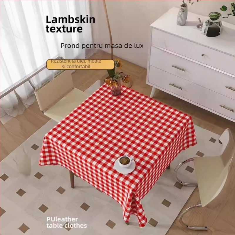 Feță de masă de unică folosință din plastic, extra groasă, cu model carouri, impermeabilă și rezistentă la ulei, personalizabilă cu logo