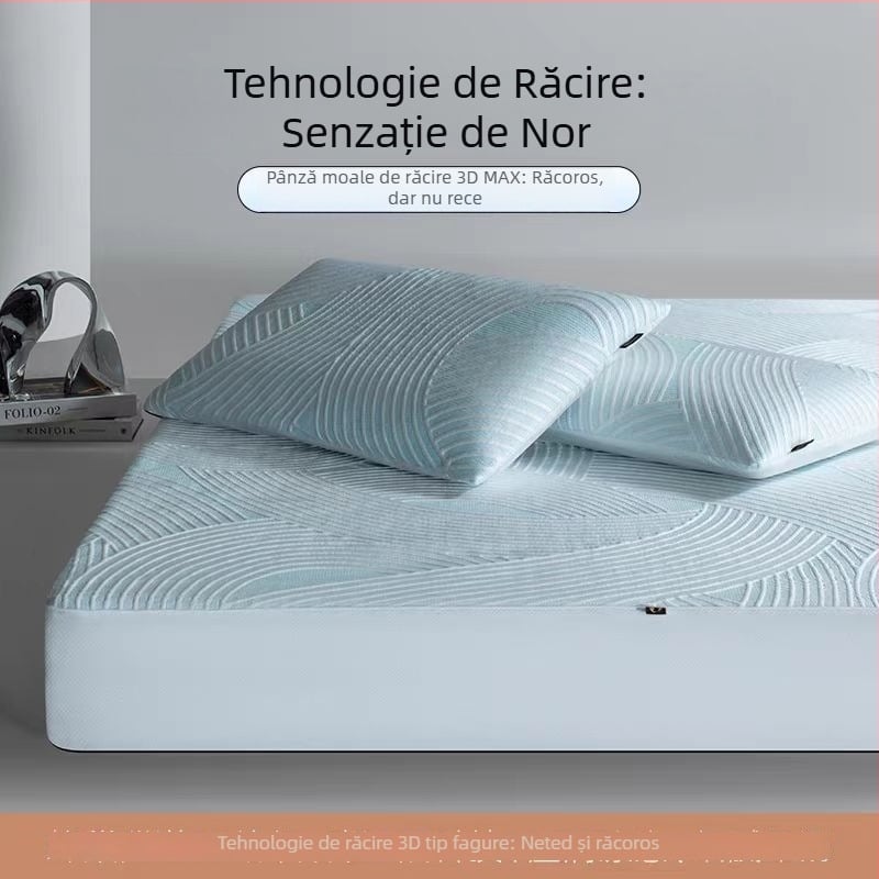 Covoraș de răcire PE din mătase rece, tehnologie 3DMAX, culoare neagră, clasă A, antibacterian, lavabil la mașină, husă moale pentru protecția saltelei