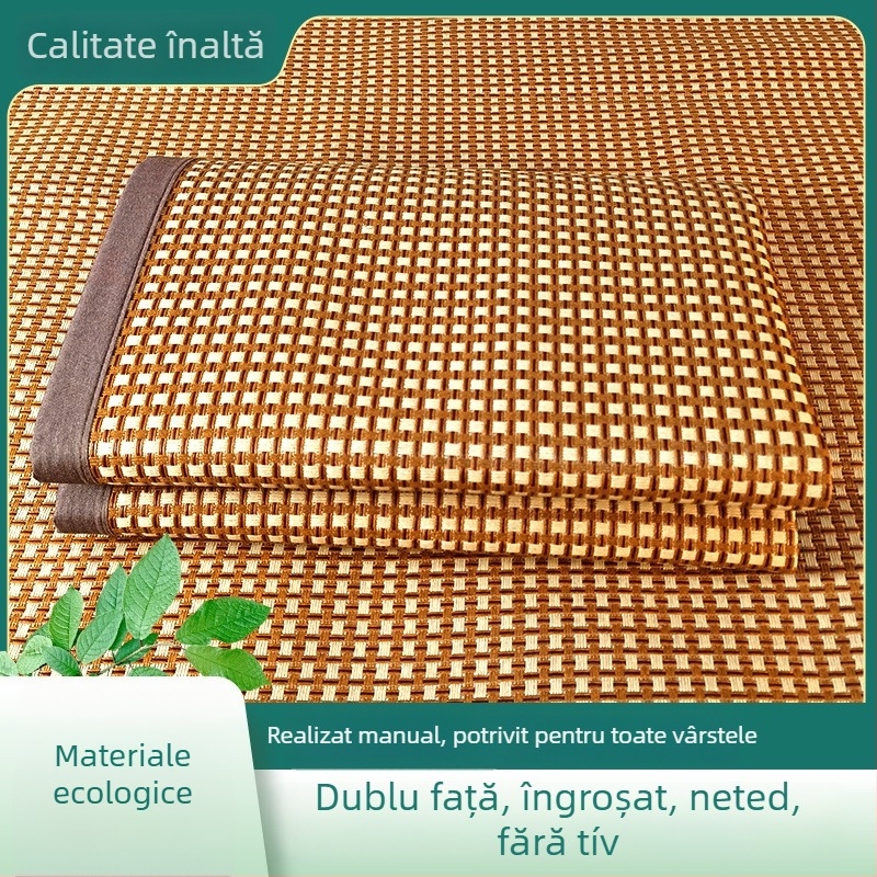 Covoraș din ratan cu Ice-Silk, cu două fețe, gros, pliabil, pentru cămine studențești, utilizare în toate anotimpurile