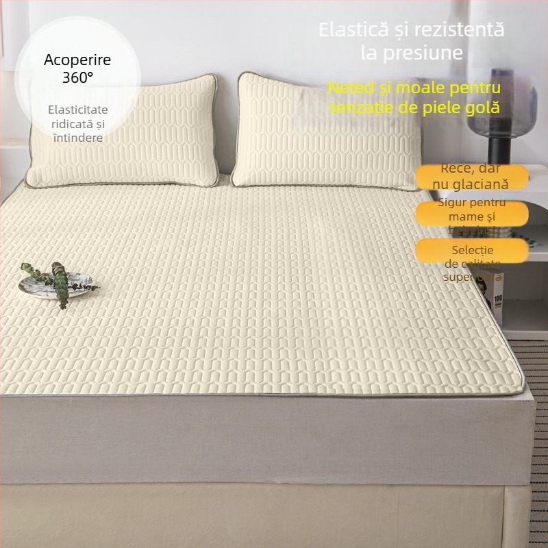 Covoraș de pat Ice Silk, țesătură Jacquard, fibră chimică, lavabil la mașină