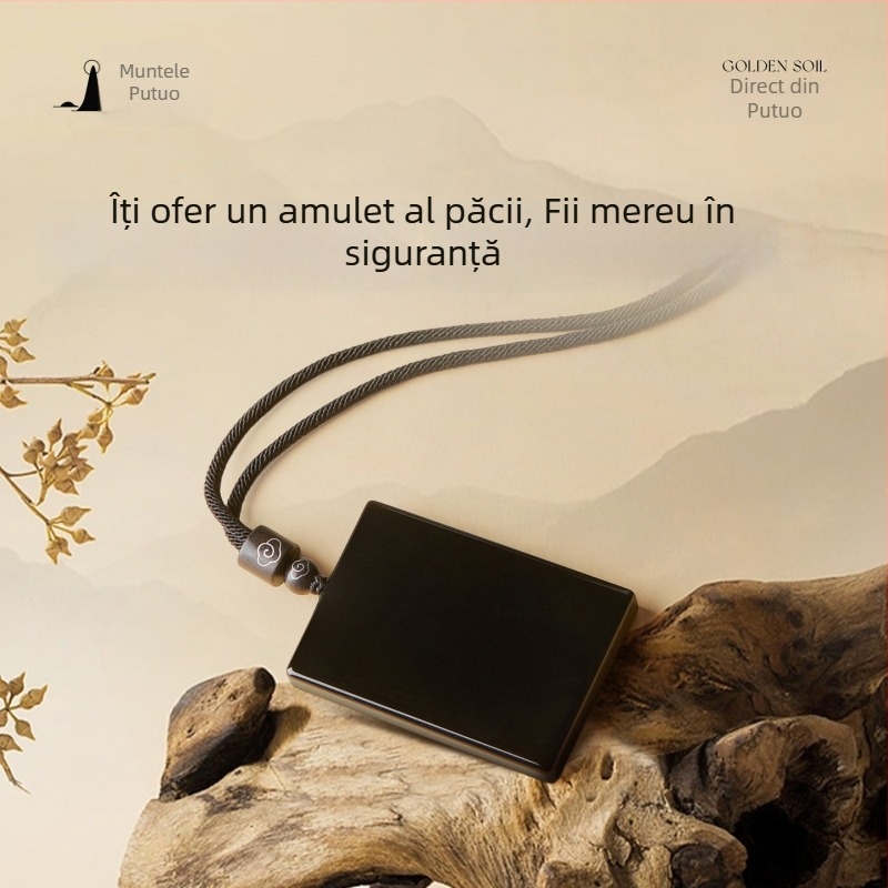 Colier cu pandantiv geometric din obsidian – stil etnic, unisex, Dianrun Jewelry, Primăvara 2025