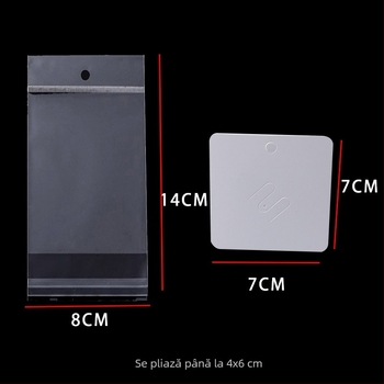 KOMEE Carduri de afișare pentru broșe, din carton, ambalaj tip pungă, 100 carduri și 100 pungi transparente OPP