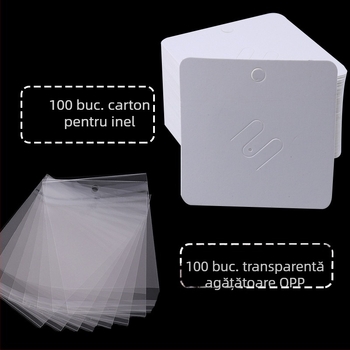 KOMEE Carduri de afișare pentru broșe, din carton, ambalaj tip pungă, 100 carduri și 100 pungi transparente OPP