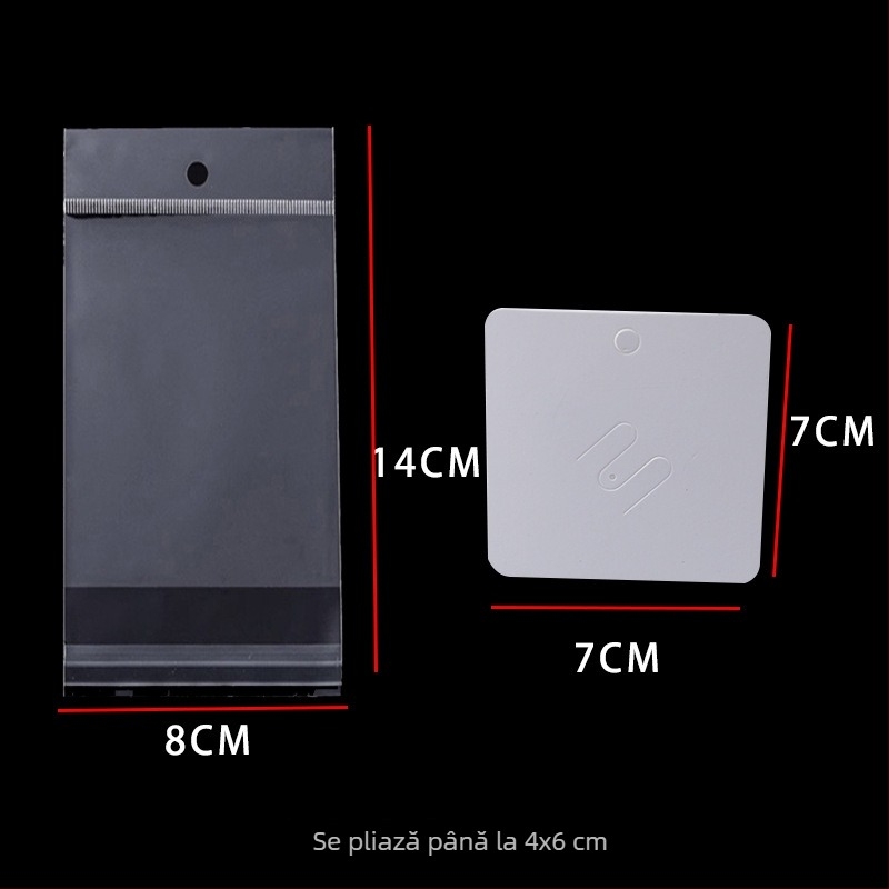 KOMEE Carduri de afișare pentru broșe, din carton, ambalaj tip pungă, 100 carduri și 100 pungi transparente OPP