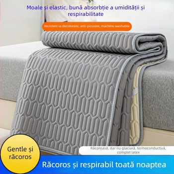 Covoraș de pat din viscoză (ice silk), saltea răcoroasă pliabilă pentru cămine studențești, țesătură imprimată, stil modern simplu