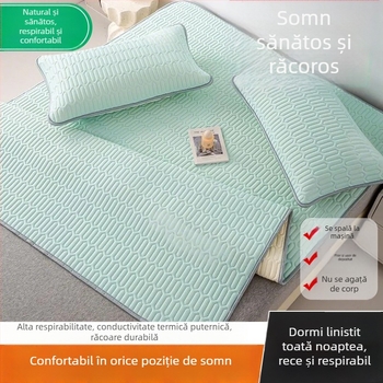 Covoraș de pat din viscoză (ice silk), saltea răcoroasă pliabilă pentru cămine studențești, țesătură imprimată, stil modern simplu
